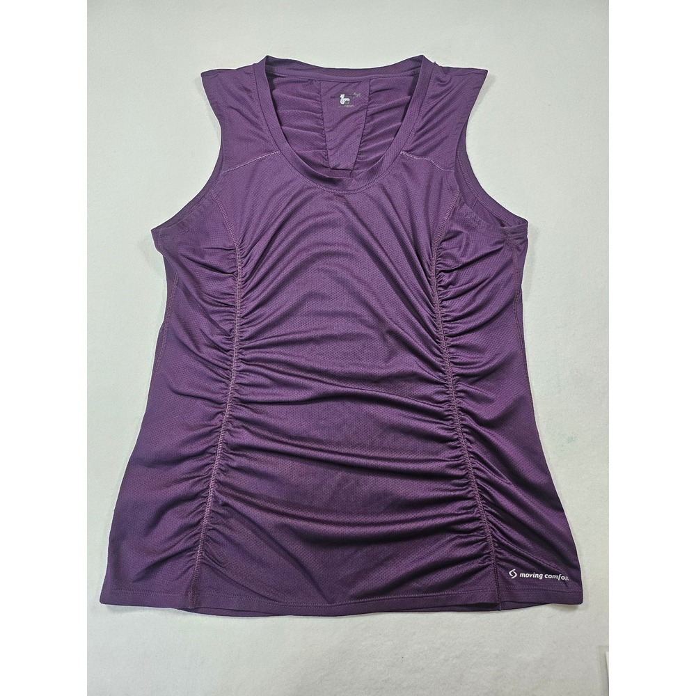 Moving Comfort Womens Deep Purple Ruched Athletic Performance Tank Top Medium